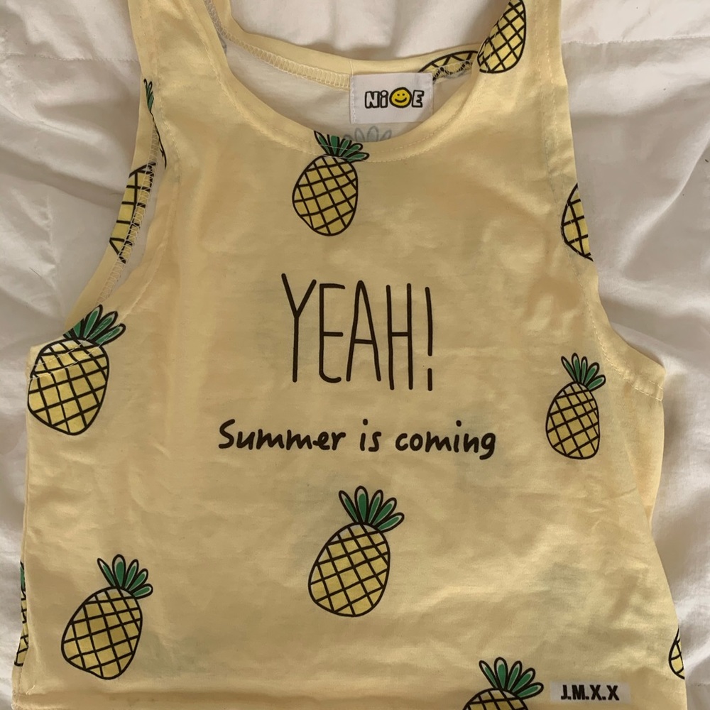 “Yeah! Summer Is Coming” Yellow Pineapple Crop Top